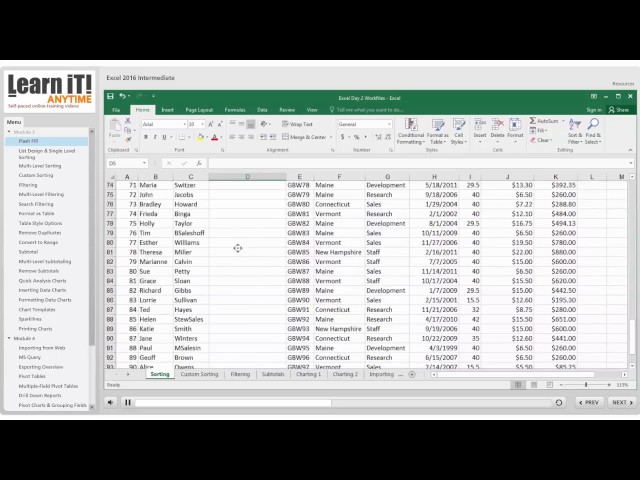 excel 2016 intermediate