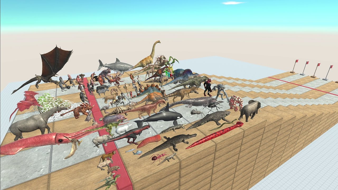 Speed ​​race with all ARBS units. Step down course! - Animal Revolt Battle Simulator