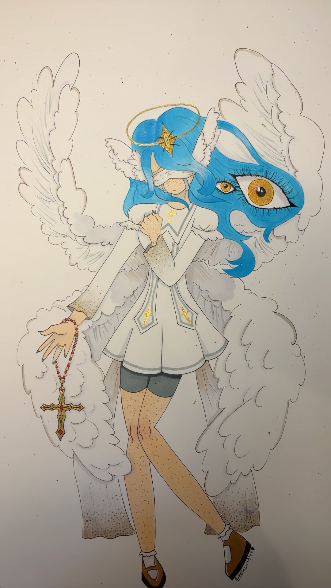 Angelic being😇🩵🤍💛 #art #fun #drawing #artist #angel #trending