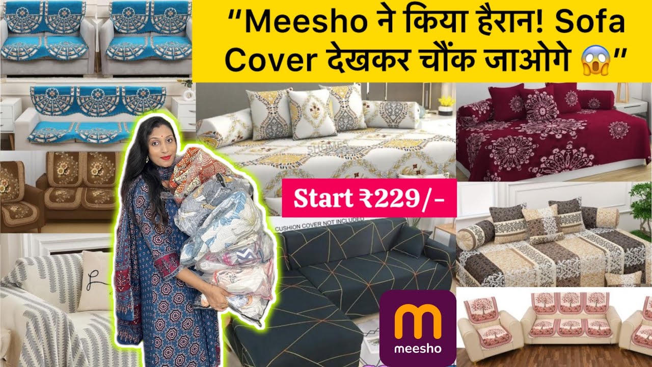 ✨Meesho *LATEST* Sofa cover & Diwan set haul💜|| start ₹229😍 