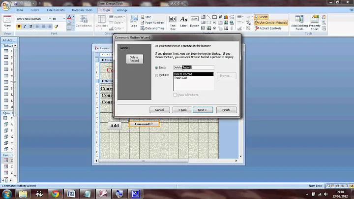 Add buttons to a form in Access 2007
