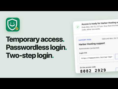 Temporary Login, Passwordless Login and 2FA for WordPress | HappyAccess (Free Plugin)