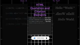 HTML Quotation and Citation Elements - II | Web Tech | #shorts #viralshorts #coding