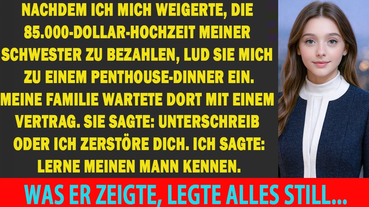ALS ICH MICH WEIGERTE, DIE 85.000-$-HOCHZEIT MEINER SCHWESTER ZU ZAHLEN, LUD SIE MICH ZU EINEM…