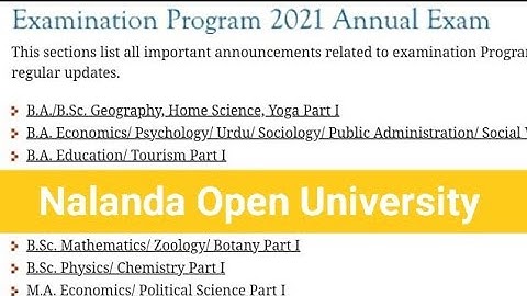 NOU Patna Annual Examination Program 2021 for (2020 Admitted Student)