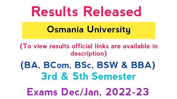 Results Released | UG 3rd & 5th Semester | OU