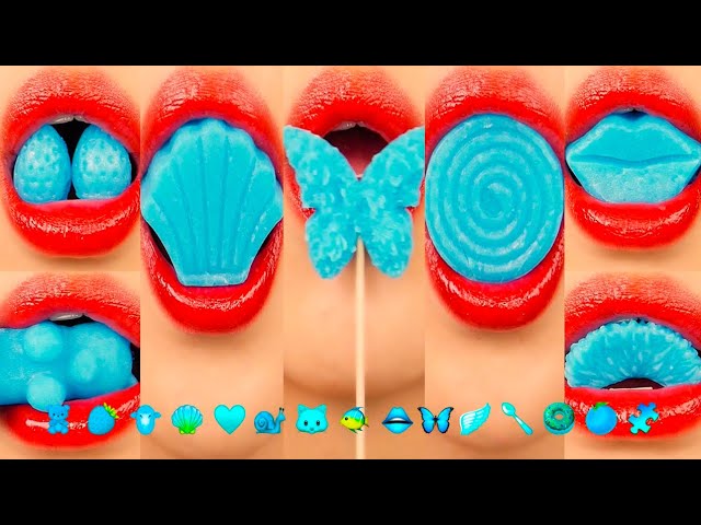 asmr BLUE EMOJI FOOD  KOHAKUTO 파란색 코하쿠토 이모지 먹방 eating sounds