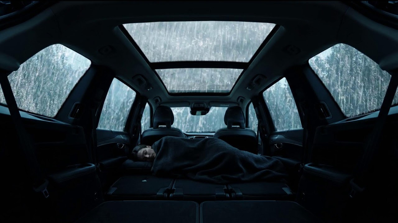 Rain and Gentle Thunder on Car at Night – Fall Asleep Fast