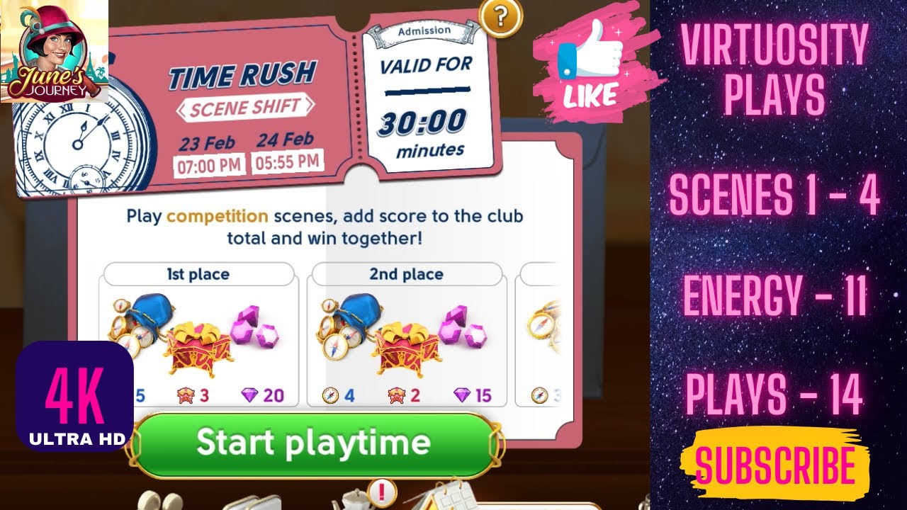 June’s Journey Time Rush Scene Shift Competition February 23 - 24, 2026 Energy 11 Scenes 1 - 4 