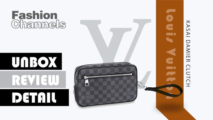 Men LV Louis Vuitton Damier Kasai Clutch Handbag N41664 Leather Bag