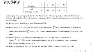 AP FRQ Riemann Sums and Integration (2015 AB/BC - 3)