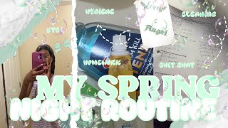 MY SPRING NIGHT ROUTINE!! 😴🧩 ♡ homework, chit-chat, hygiene, cleaning, shopping for camera, etc ♡￼