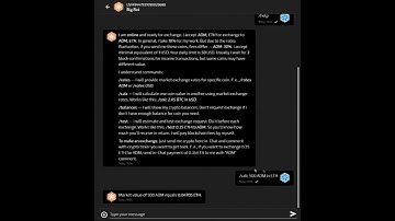 Demonstration of ADM Coins Being Exchanged for ETH within a Chat-Bot – ADAMANT Messenger