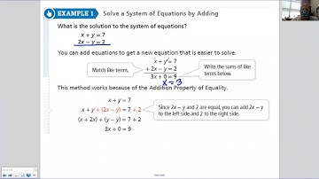 3 29  Lesson 4 3 Solving Systems of Solutions by Elimination Video 1 of 2 M1