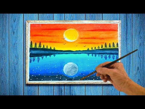 Cara Menggambar Pemandangan Siang Dan Malam