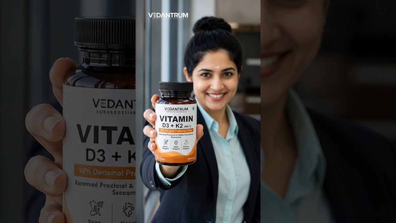 Vitamin D3 600IU + K2 MK7 | Vegan Plant-Based | Bone, Heart & Immunity Support | Vedantrum