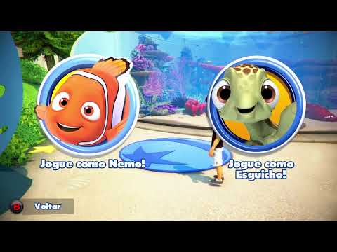 Rush: A Disney Pixar Adventure escolhendo personagem e jogando procurando Nemo com a Dory e pai