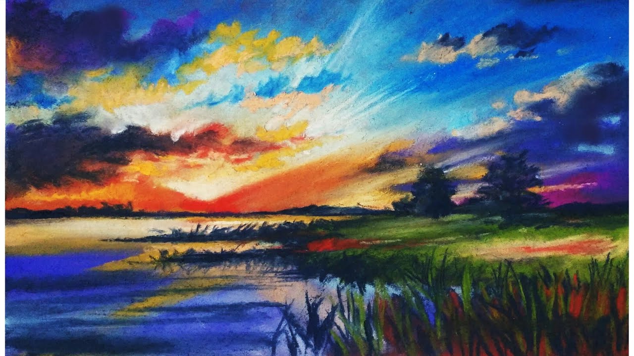 Landscape drawing  for beginners with soft pastels  