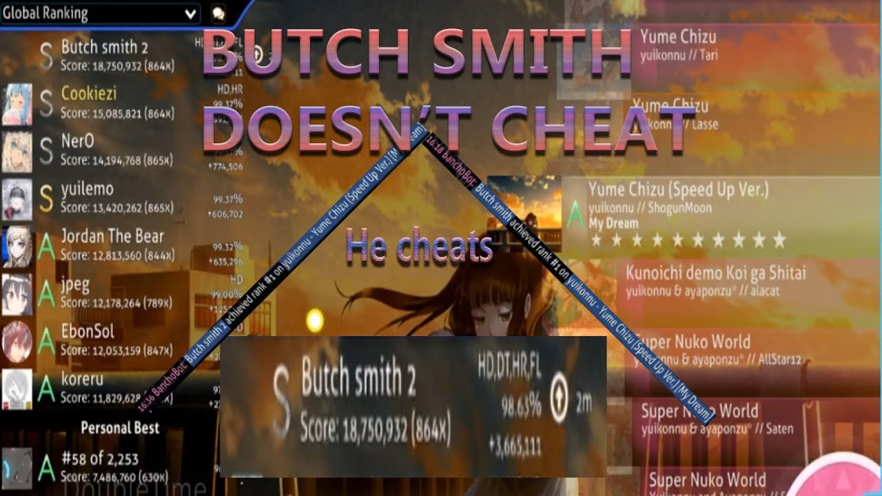 The Legend Of Butch smith (osu! cheater) - YouTube