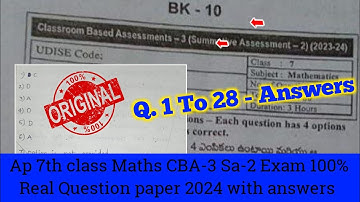 💯ap 7th class Mathematics cba-3 Sa2 real question paper and answers 2024|7th Sa2 maths paper 2024