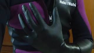 【短編集】#3 ヘレイワホのフード付きジャケットと、ロングの黒ゴム手袋そして青いニトリル手袋（片手ずつ）Neoprene Hoodie & 2 Colors Gloves (asymmetry)