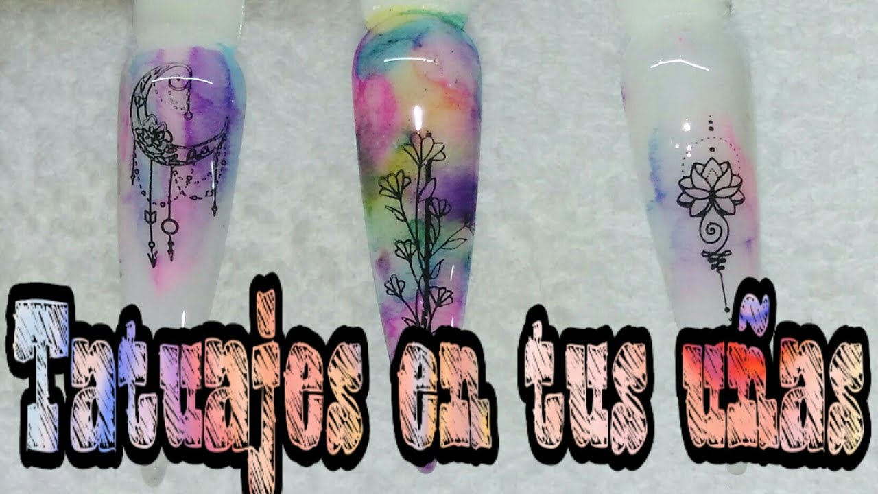 TATUAJES ACUARELA sobre UÑAS ACRÍLICAS / Placas de @BORNPRETTY/ #tatoo  #tatuajesacuarela #tatuaje - thptnganamst.edu.vn