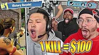 1 KILL = $100 FORTNITE CHALLENGE W/ TEAM ALBOE!! Fortnite: Battle Royale! **HILARIOUS GAMEPLAY**