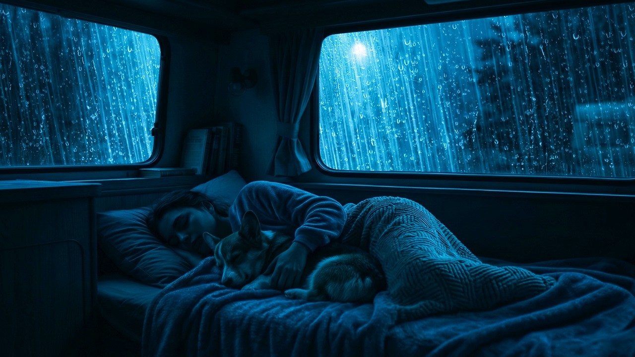 Быстро засыпайте под звуки дождя в уютном фургоне | 10 часов