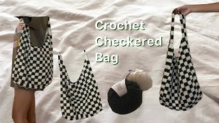 Trendy crochet checkered bag tutorial 