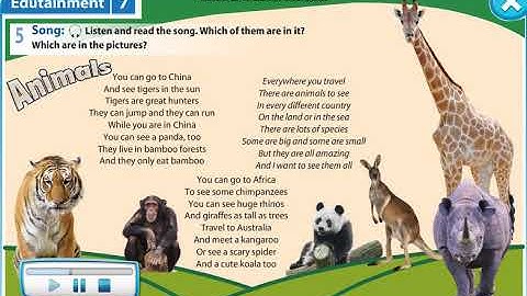 Excel 5 Module 7 p96 Animals Song  text ver Edutainment