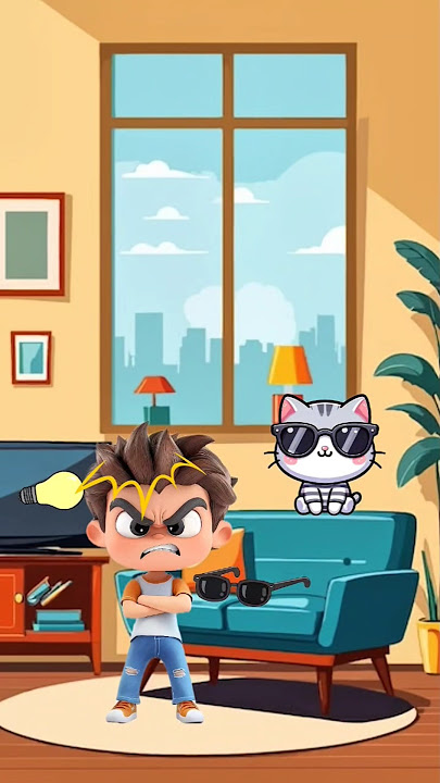A man got hit by a lamp, but look what this cat did! #animation #cartoon #funny #shorts