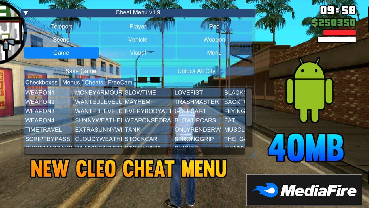 New CLEO Cheat Menu For GTA San Andreas Android | CLEO Cheat Menu For GTA San Andreas Android