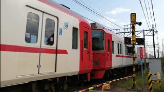 【3100系新塗装重連!】名鉄3106F+3112F普通須ヶ口行き日比野駅到着