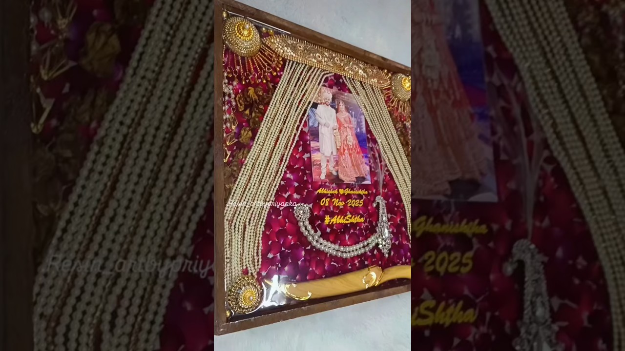 Handcrafted Wooden Varmala Preservation Frame | Floral & Shagun Keepsake