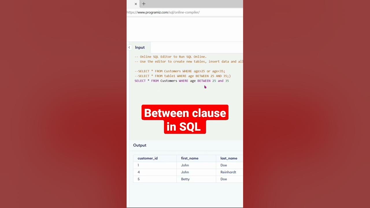 Between clause in SQL - YouTube