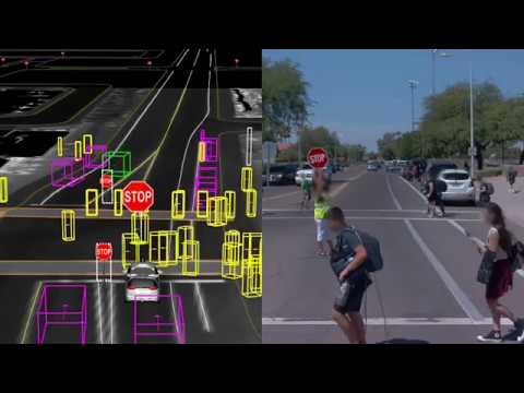 Waymo self-driving car at a crowded school crossing