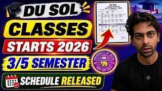 Información 🔥 DU SOL 3rd / 5th Semester PCP Classes Starts 2026 |SOL Classes Schedule Release 3/5 Semester 2026 Noticias