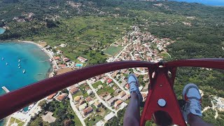 Flying Above The Beautiful Beaches Of Corfu, Lefkimmi On A Paratrike Tandem - Full Length Raw