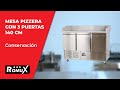 Vídeo: Mesa Pizzera Refrigerada de 3 Puertas de 140x70 cm con Superficie de Mármol ®Romux