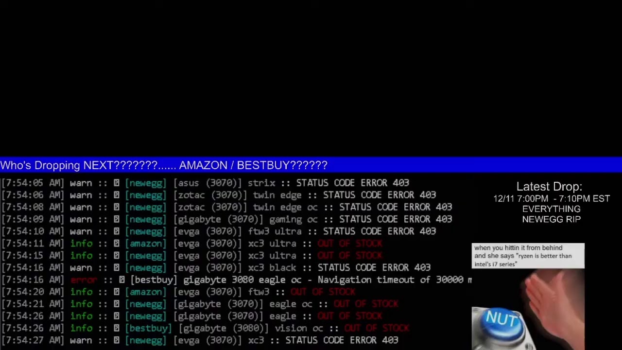 Live Stock Alerts RYZEN 5600x/5800x/5900x/5950x - RTX 3060TI/3070/3080 Live Stock Audio Alerts