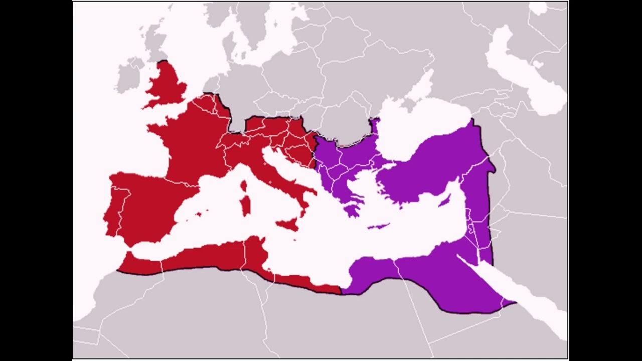 Распад западной. 395 Римская Империя разделилась на западную и восточную. Карта разделения римской империи на западную и восточную. Римская Империя распад карта. Западная Римская Империя и Восточная Римская Империя.