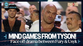 Tyson Fury DOES NOT make eye contact with Oleksandr Usyk 👀 #FuryUsyk 🇸🇦 #RingOfFire