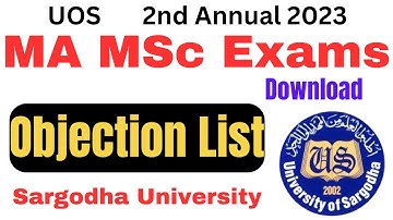 Download MA MSc Objection List 2nd Annual 2023 UOS | MA MSc 2nd Annual 2023 Date Sheet UOS