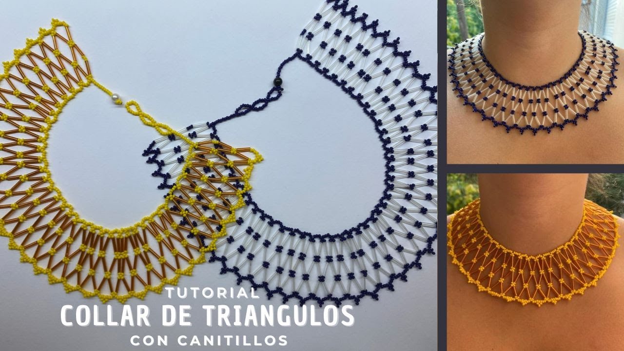 Collar triángulos con canutillos y mostacilla / chaquira PASO PASO -