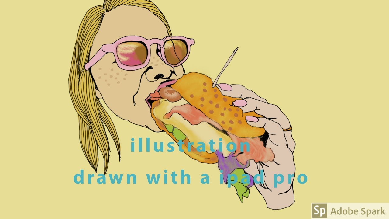 Ipadproでのイラストメイキング ハンバーガーを食べる女を描いてみた Youtube Ipadproでのイラストメイキング ハンバーガーを食べる女を描いてみた Youtube