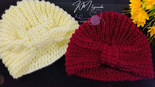 Cómo Tejer un GorroTurbante a Crochet | Punto Inglés (Paso a Paso) ¡Se teje en 30 minutos!