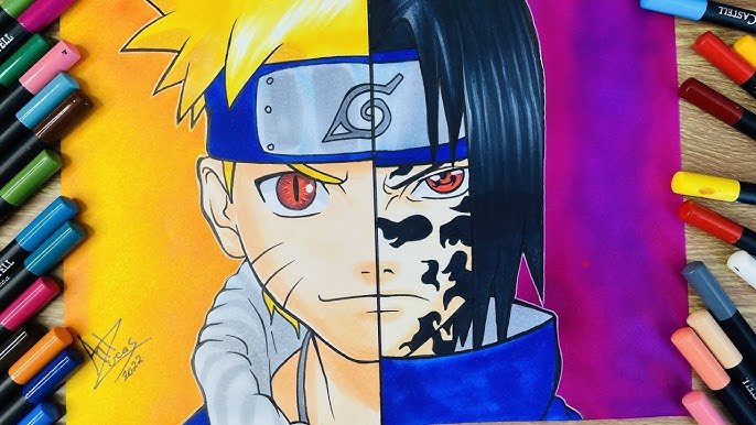Como Desenhar Naruto / Sasuke - Aprenda ( Passo a Passo) Naruto vs Sasuke 