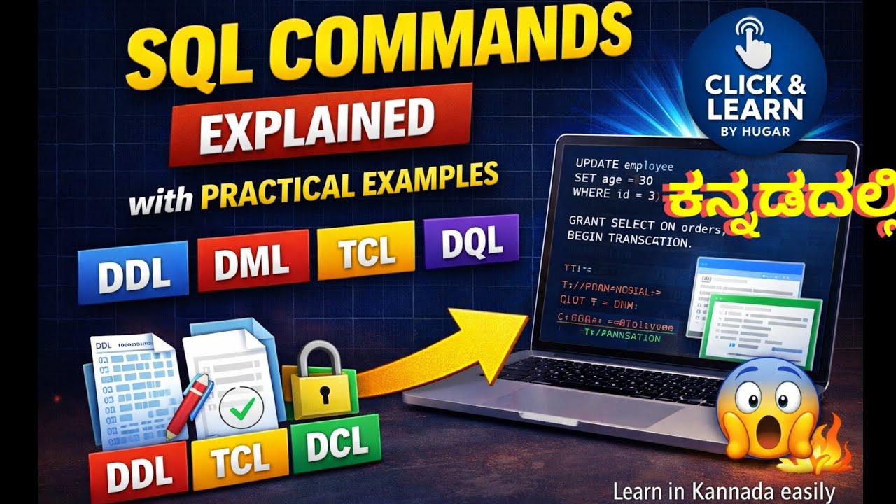 All SQL Commands in One Video 🔥 | DDL DML DCL TCL DQL || Kannada - YouTube