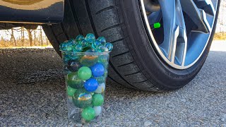 Crushing Crunchy \& Soft Things by Car! EXPERIMENT CAR vs Marbles