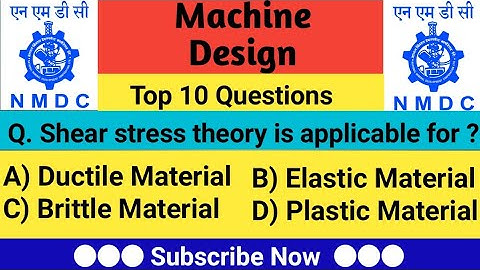 NMDC Model Paper 2021 || Top 10 Machine Design Objective Questions And Answer For All NMDC Exams